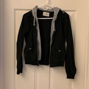 SKY AND SPARROW 2-Fer Black Womens Twill Jacket